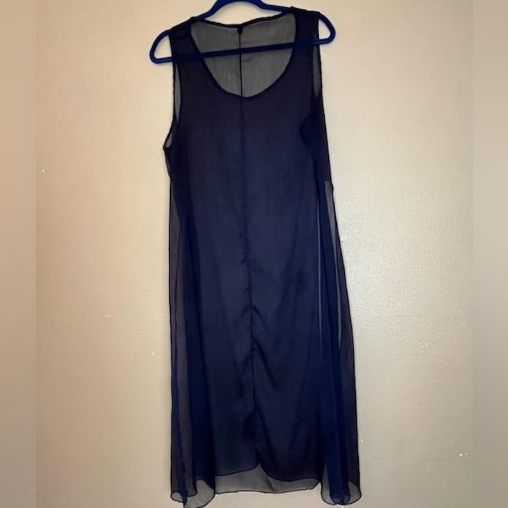 Lightweight Blue Sheer Mesh Midi Tank Bikini Cover Up XXXL